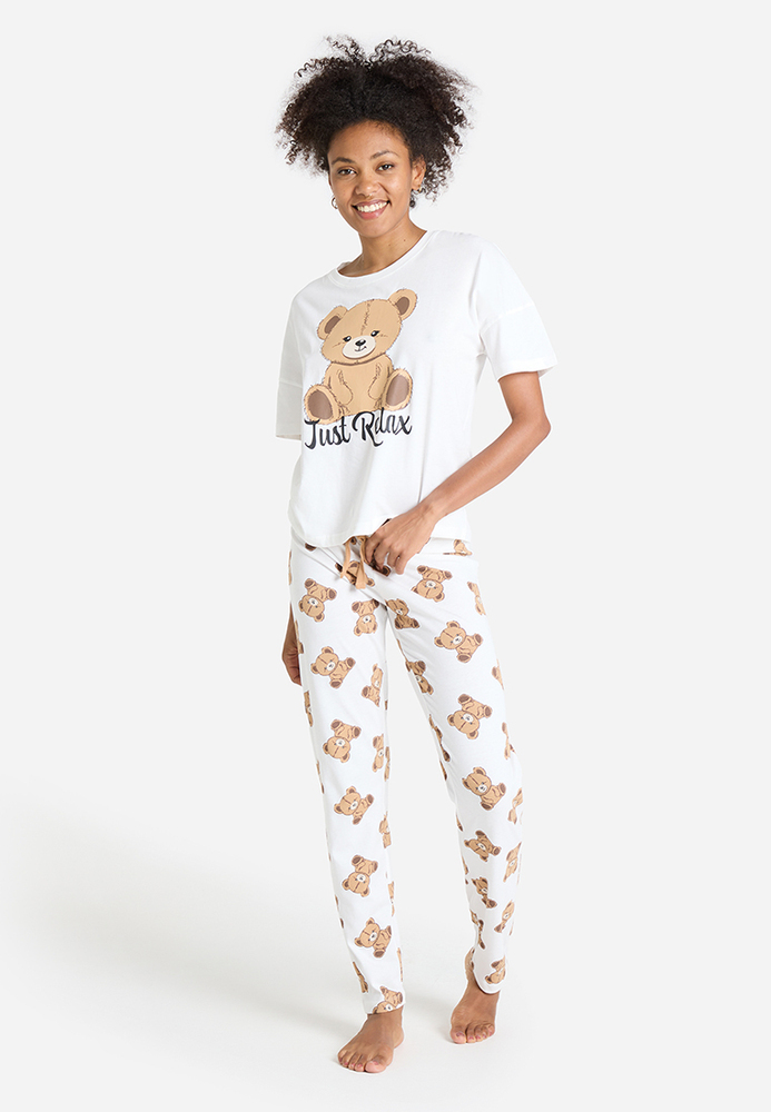 Pyjama-Shirt mit Teddy-Print