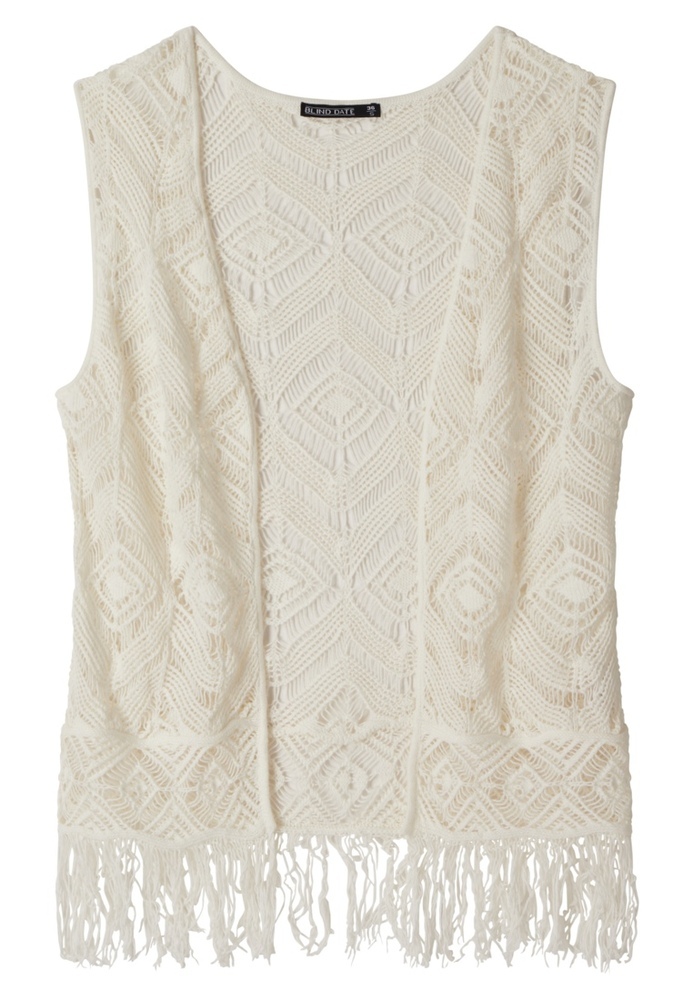 Strickweste mit Fransensaum