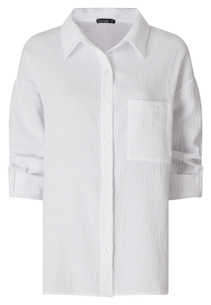 Musselin-Bluse mit Brusttasche