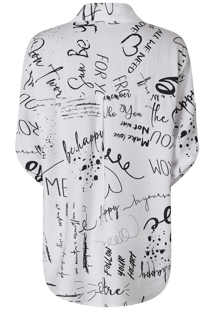 Bluse mit All-Over-Schriftzug