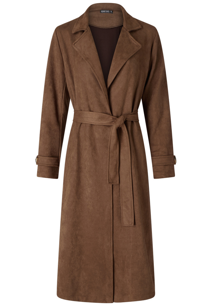 Trenchcoat im Velourleder-Optik