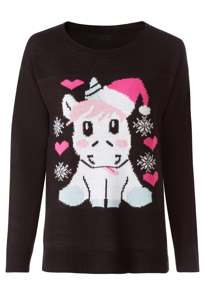 Strickpullover mit Einhorn-Motiv