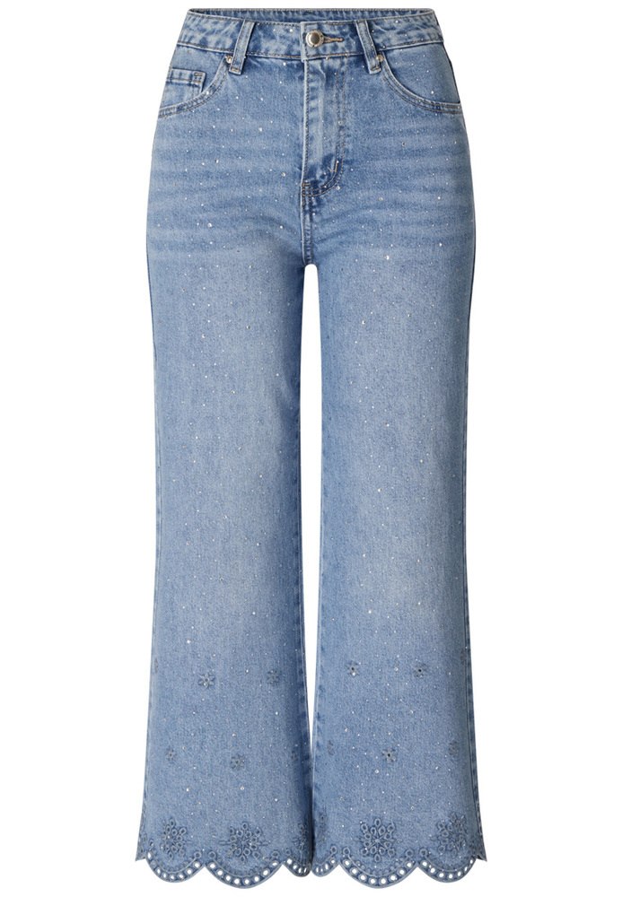 Flared Jeans mit Lochstickerei