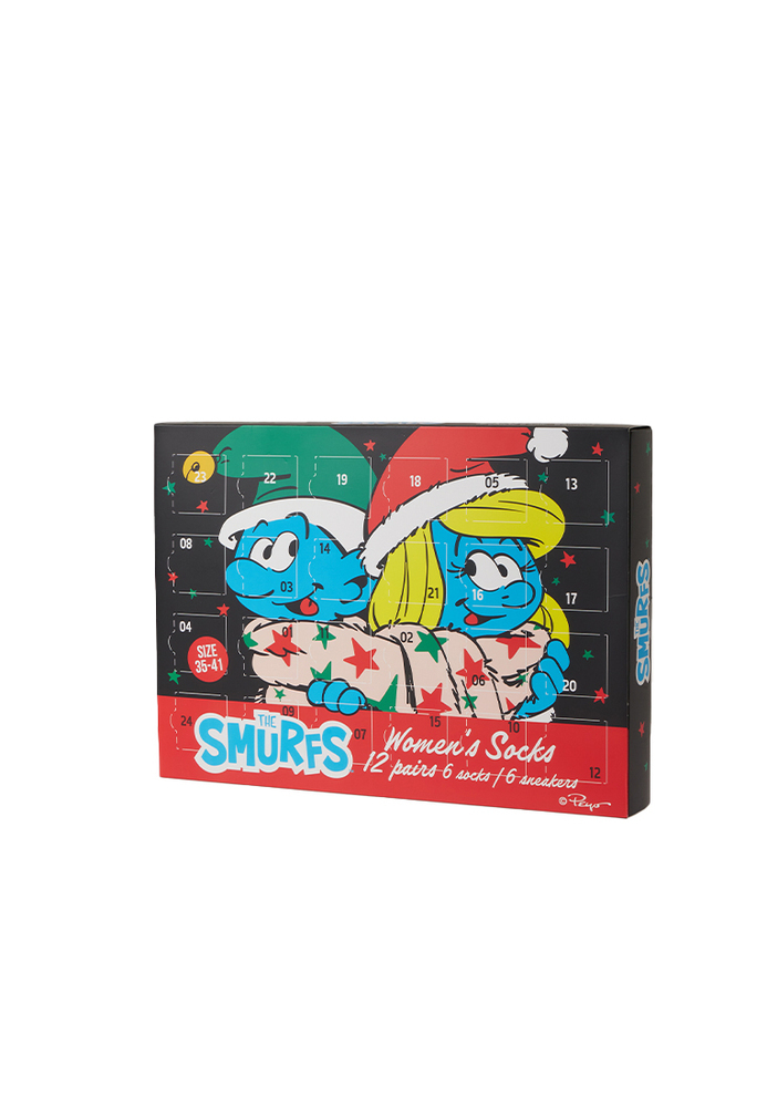 Adventskalender mit Schlümpfe-Socken