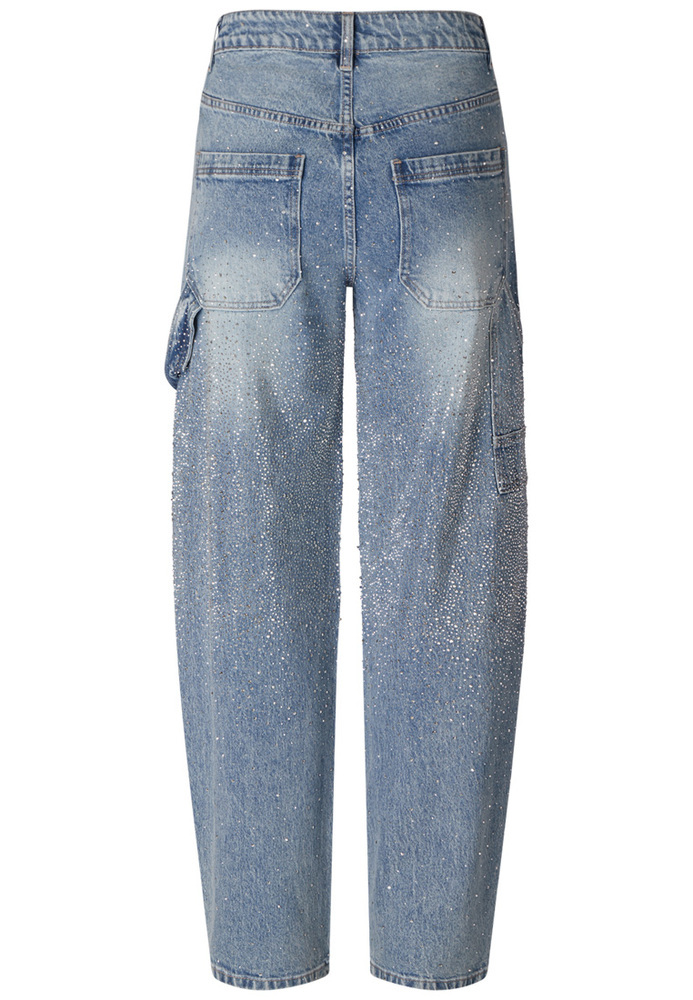 Barrel Jeans mit Glitzersteinen