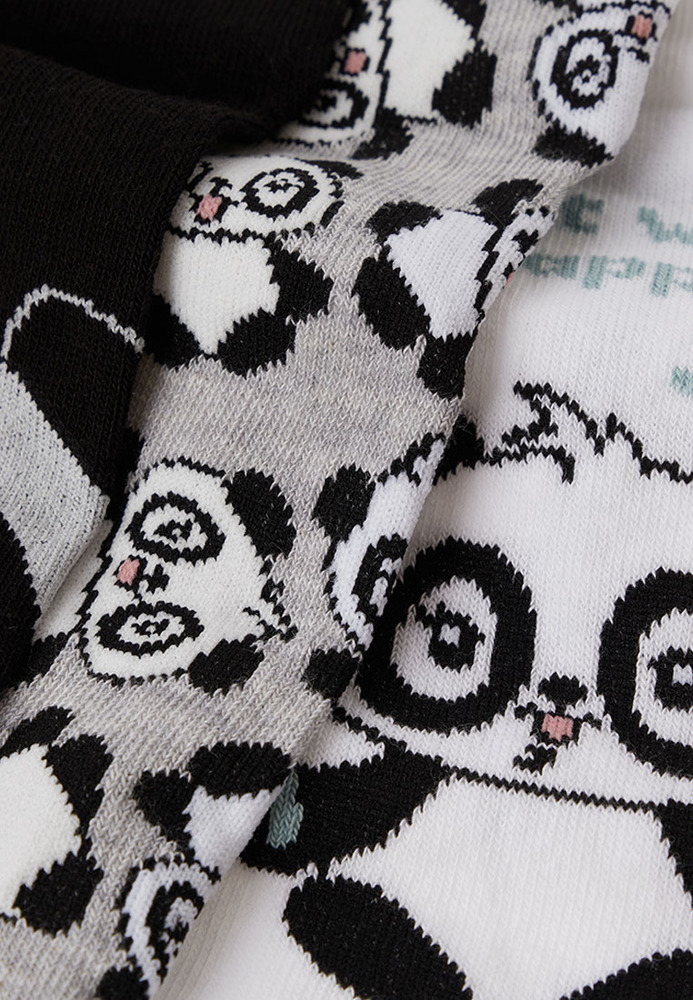 Socken mit Panda-Design, 3er-Pack