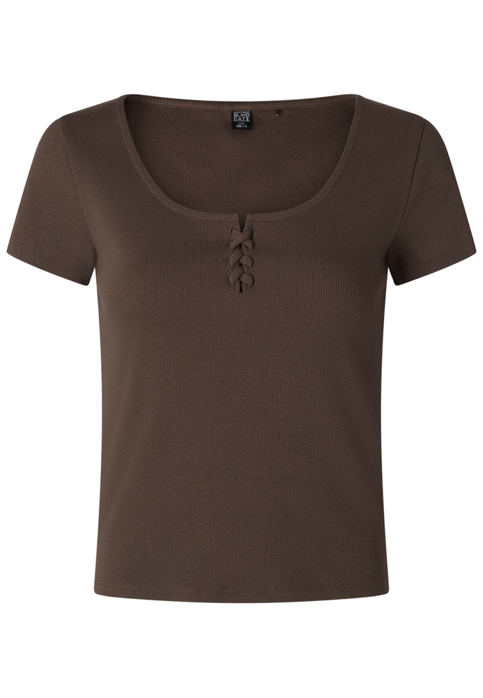 Rippshirt mit Flechtdetail
