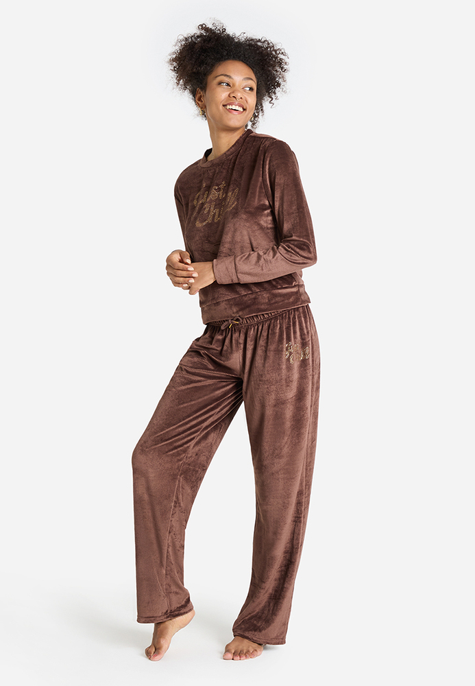 Pyjama-Shirt mit Strass-Schriftzug