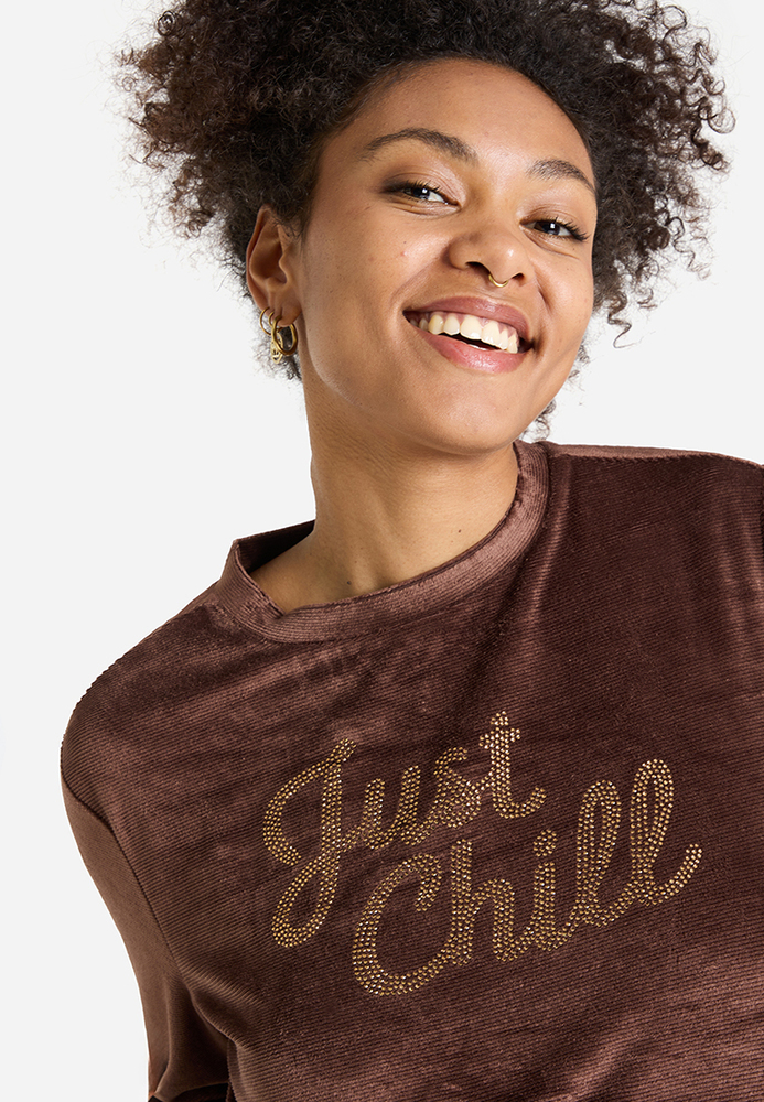 Pyjama-Shirt mit Strass-Schriftzug