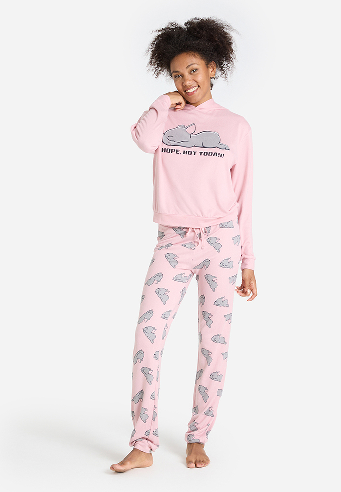 Pyjama-Hoodie mit Front-Print