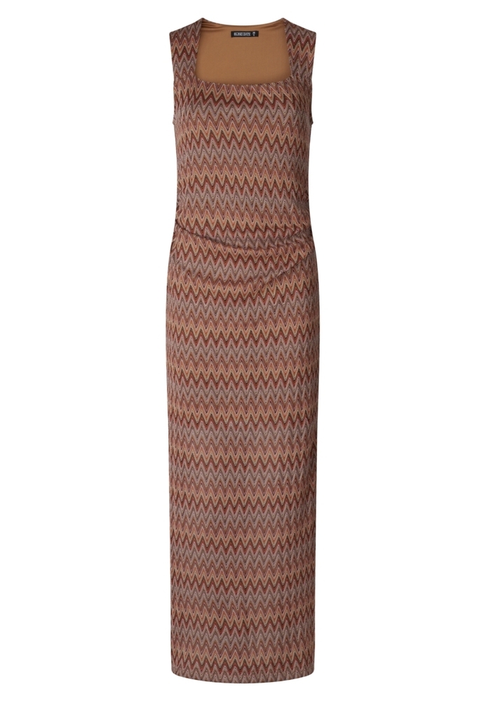 Langes Kleid mit Zickzack-Muster