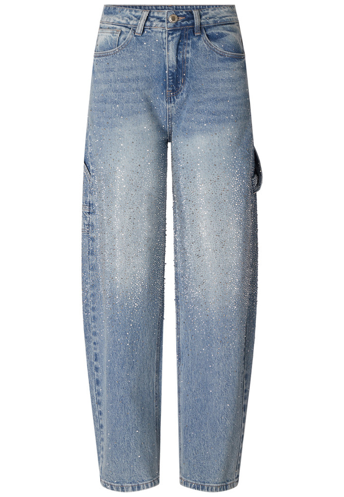 Barrel Jeans mit Glitzersteinen