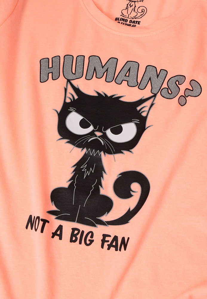 Pyjama-Shirt mit Katzen-Motiv