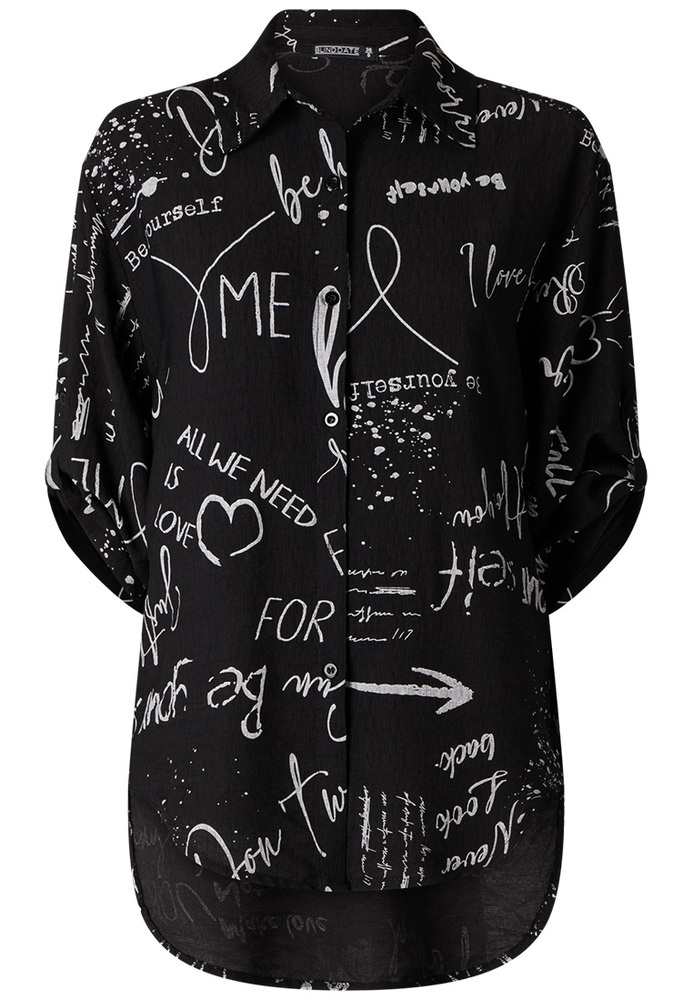 Bluse mit All-Over-Wording