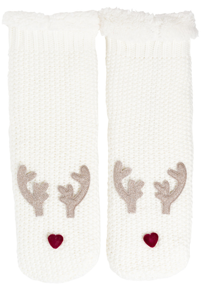 Kuschel-Socken mit Rentier-Motiv