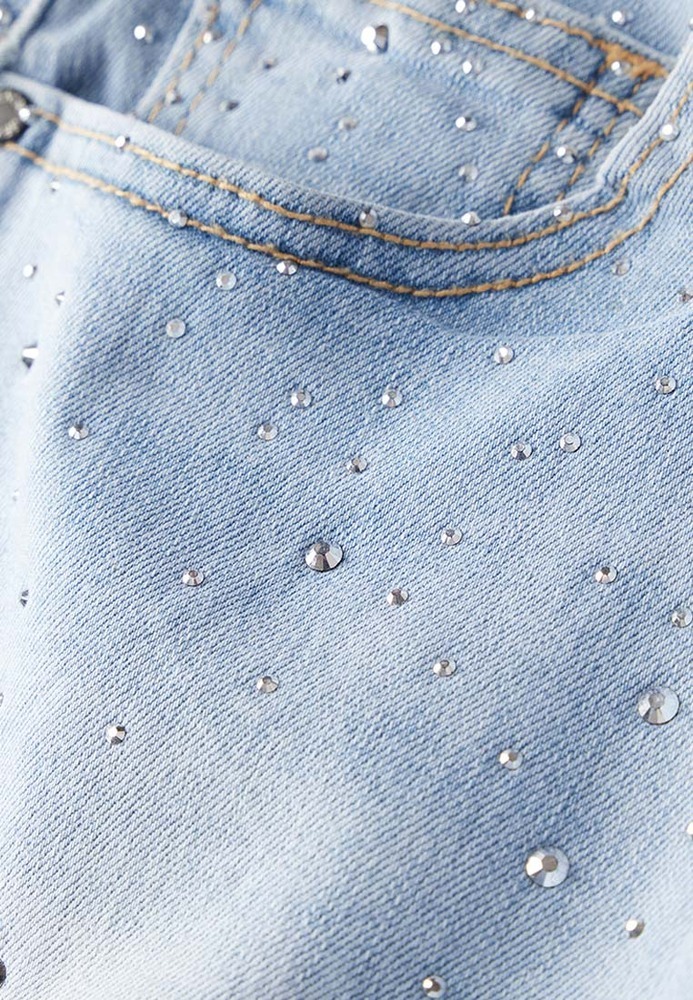 Jeans-Minirock mit Glitzersteinen