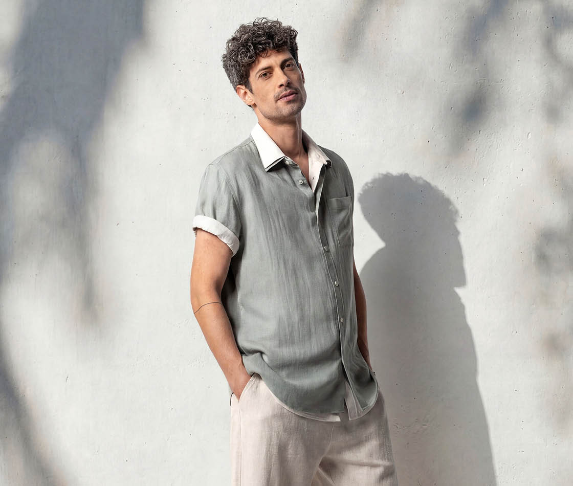 Outfit für Herren im klassischen SummerFitsMen Style mit modernem Hemd in klarer, stilvoller Gestaltung