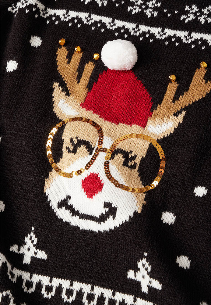 Strickpullover mit Rentier-Motiv