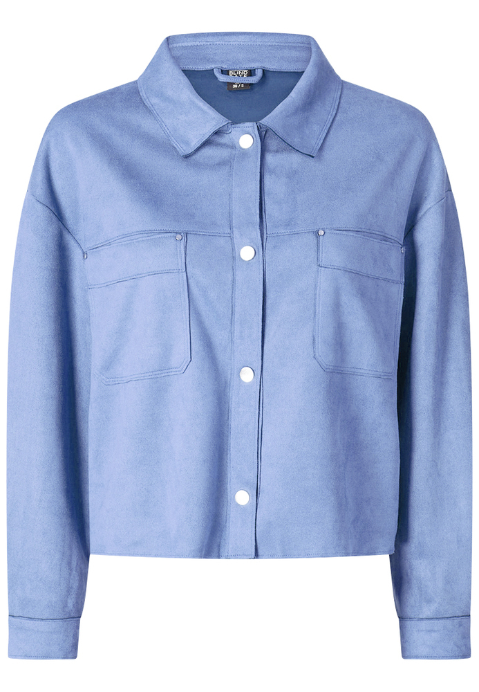 Shacket im Cropped-Design | 42/XL | taubenblau | 2008172790154