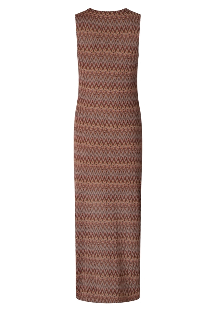 Langes Kleid mit Zickzack-Muster