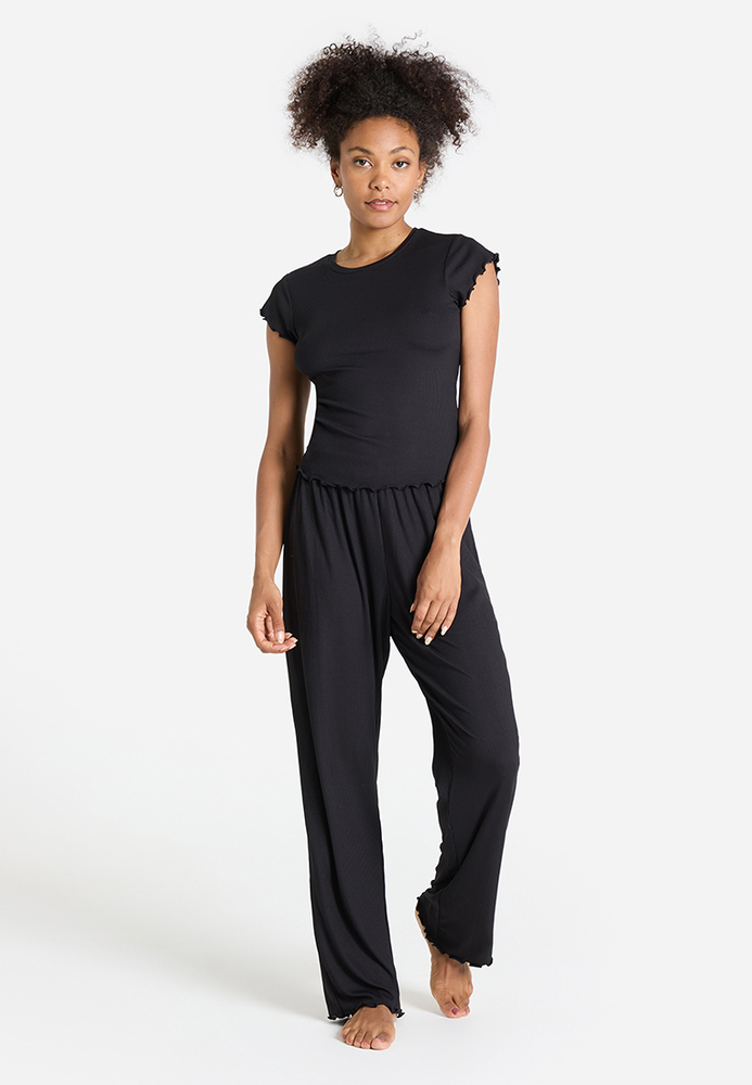 Pyjama-Top mit Rollkante