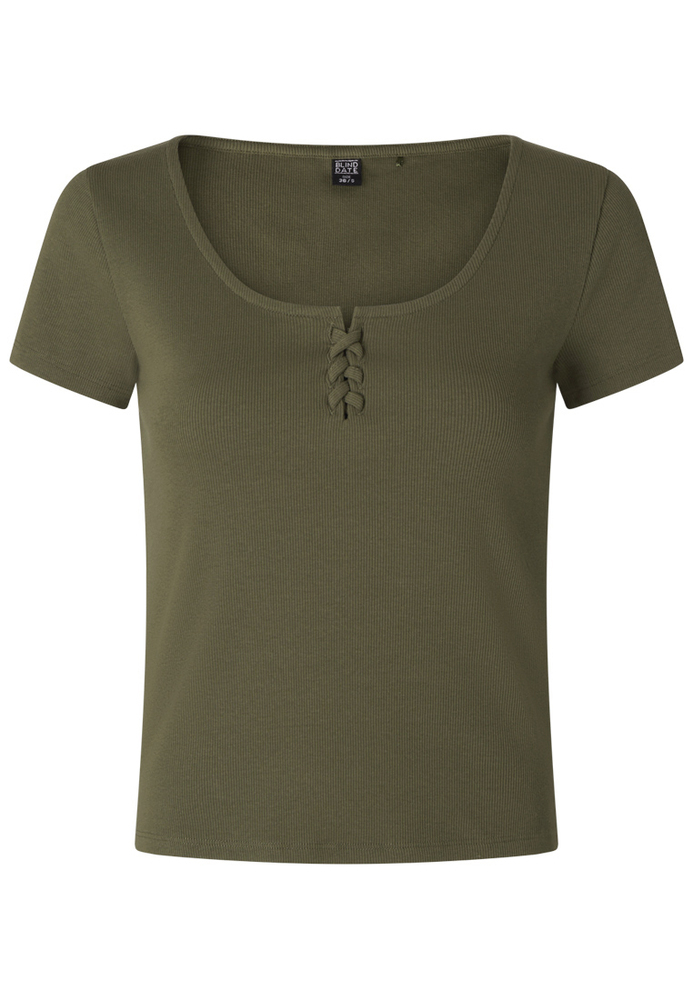 Rippshirt mit Flechtdetail