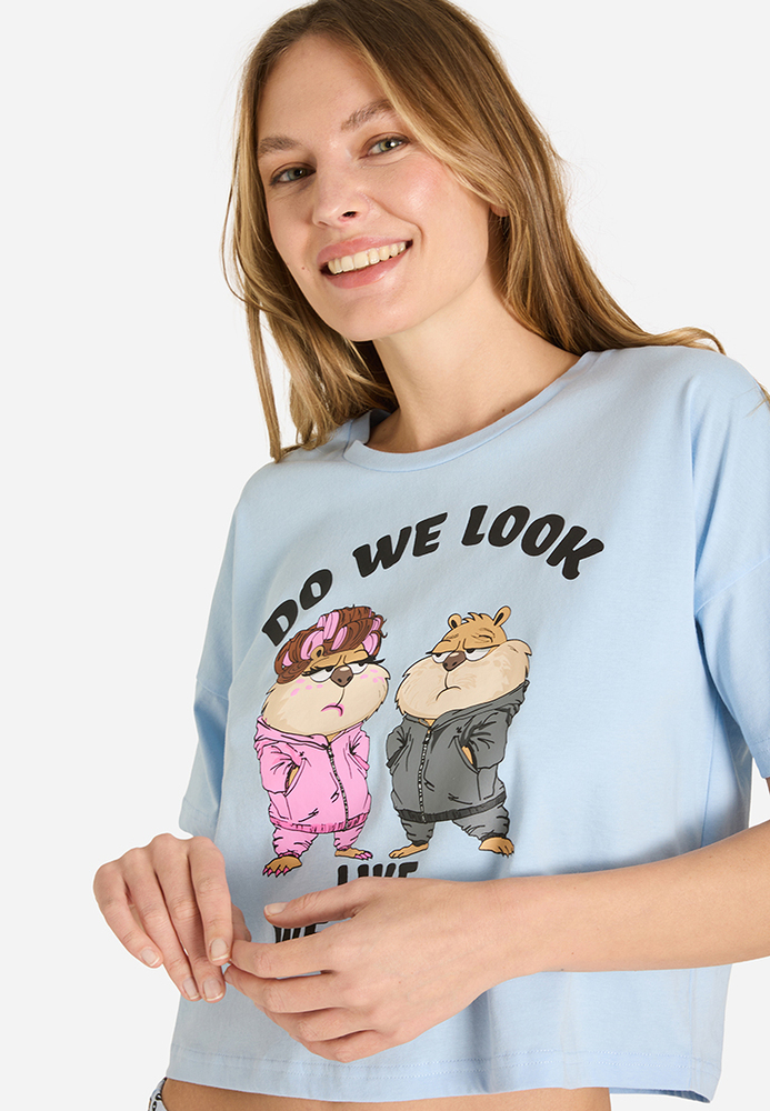 Pyjama-Shirt mit Comic-Print