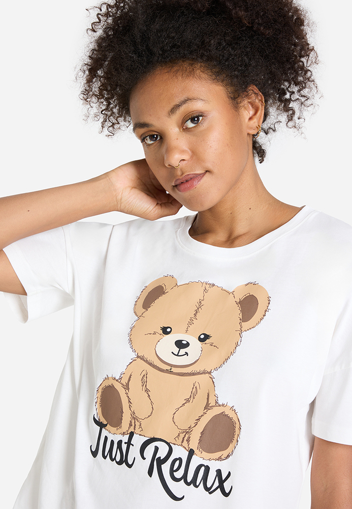 Pyjama-Shirt mit Teddy-Print
